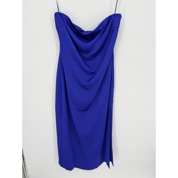 Ramy Brook Lisa Strapless Cowl Neck Draped Midi Dress Cobalt Blue Size 10 NEW - Picture 3 of 13